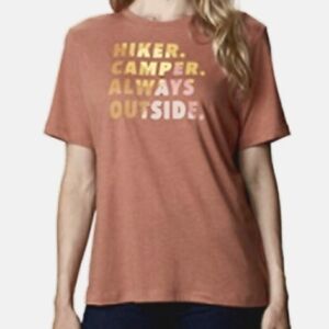 Columbia Bluebird Day Relaxed Crew Neck T-Shirt Teak Brown- Hiker Camper Size L